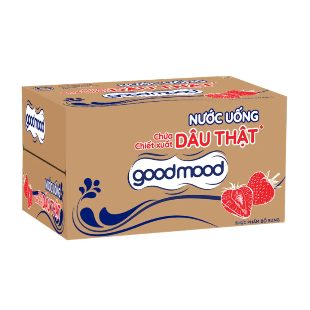 Thùng 24 chai nước uống Good mood vị dâu 450ml