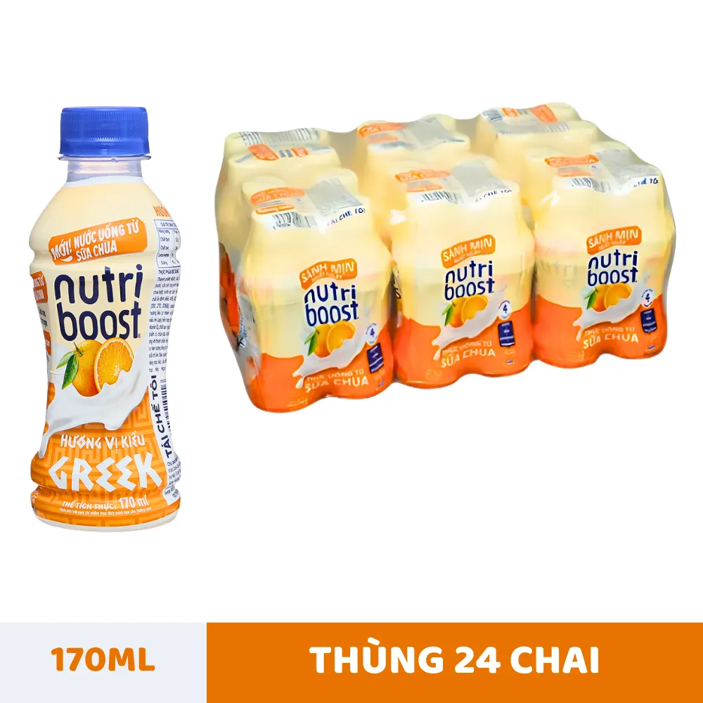 Thùng 24 chai sữa chua uống Nutriboost Hy Lạp  cam 170ml