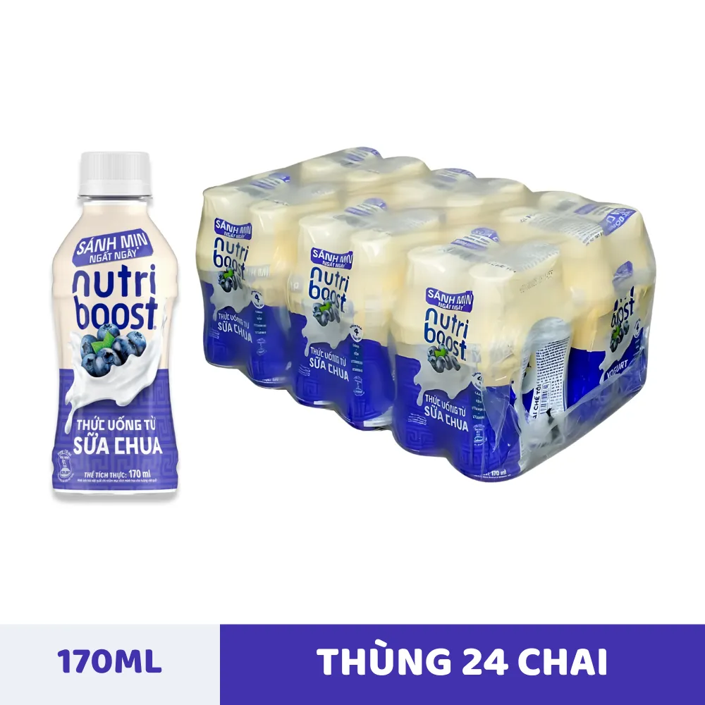 Thùng 24 chai sữa chua uống Nutriboost Hy Lạp việt quất 170ml