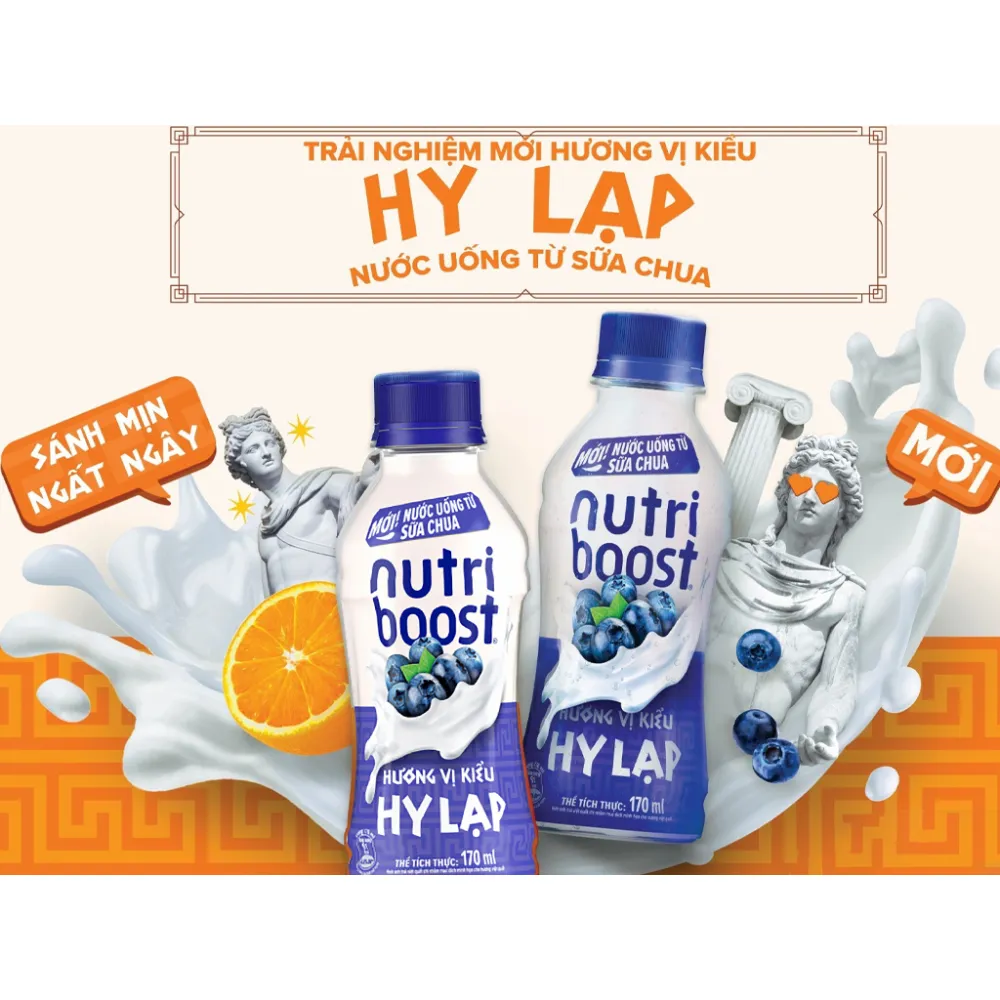 Thùng 24 chai sữa chua uống Nutriboost Hy Lạp việt quất 170ml