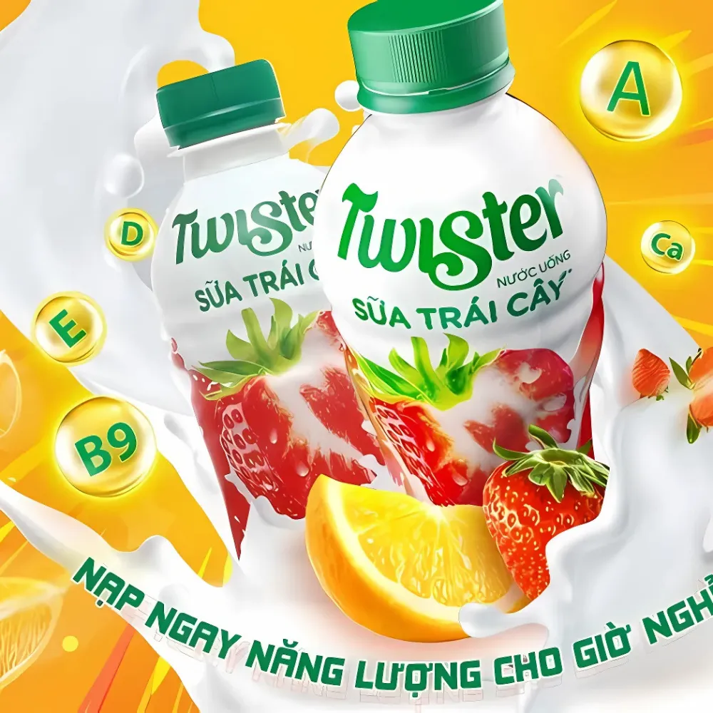 Thùng 24 chai sữa trái cây Juicy Milk vị cam 320ml