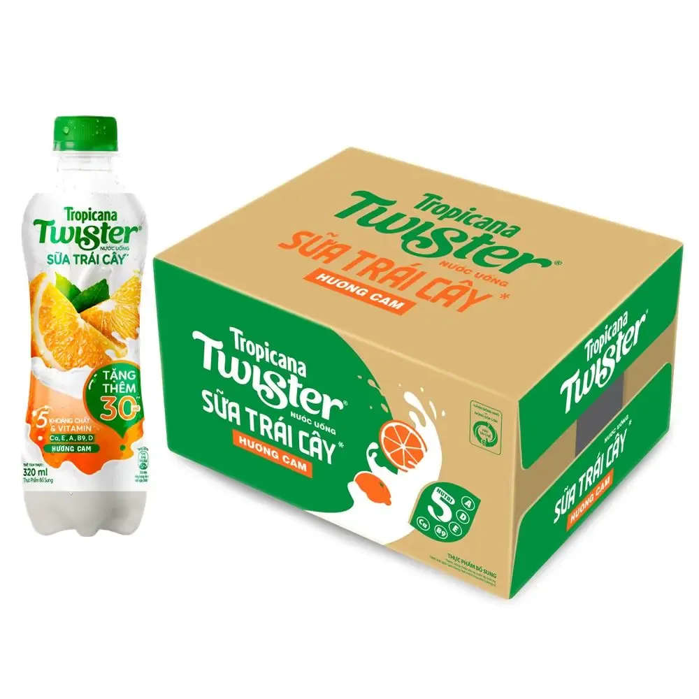 Thùng 24 chai sữa trái cây Juicy Milk vị cam 320ml