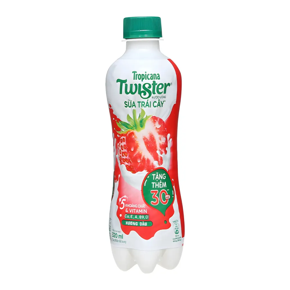 Thùng 24 chai sữa  trái cây Juicy Milk vị dâu 320ml