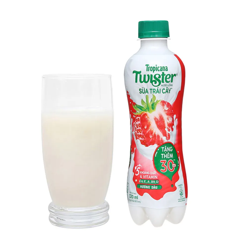Thùng 24 chai sữa  trái cây Juicy Milk vị dâu 320ml