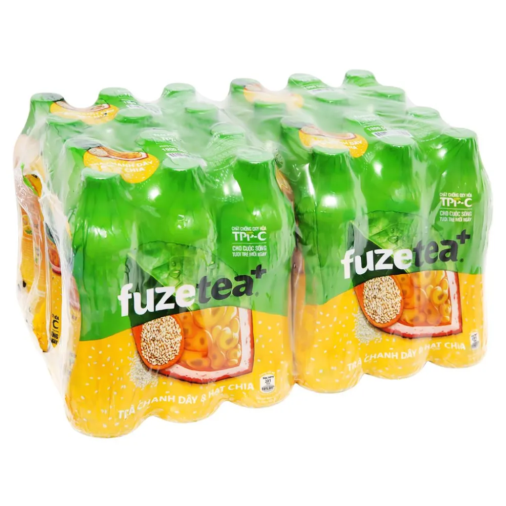 Thùng 24 chai trà chanh dây và hạt chia Fuzetea+ 450ml