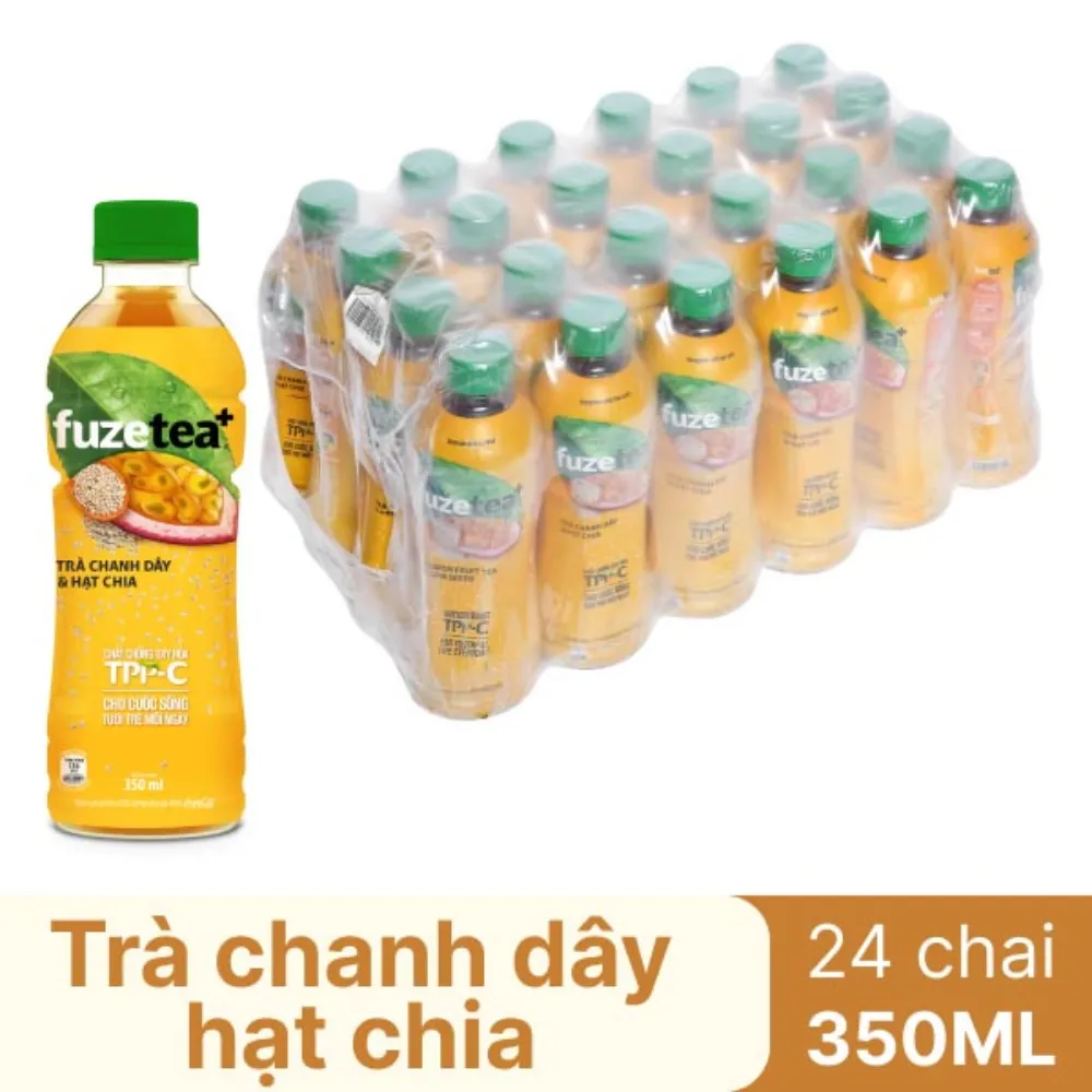 Thùng 24 chai trà chanh dây và hạt chia Fuzetea+ 350ml