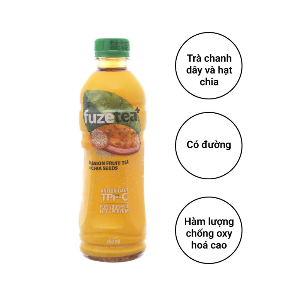 Thùng 24 chai trà chanh dây và hạt chia Fuzetea+ 350ml