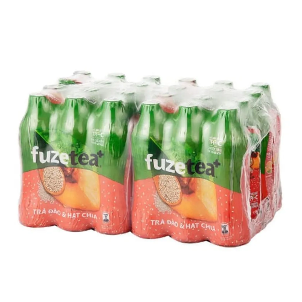 Thùng 24 chai trà đào và hạt chia Fuzetea+ 350ml