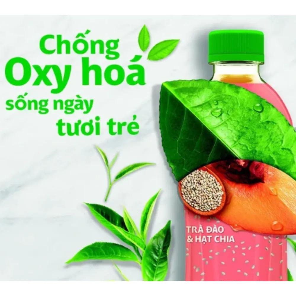Thùng 24 chai trà đào và hạt chia Fuzetea+ 350ml