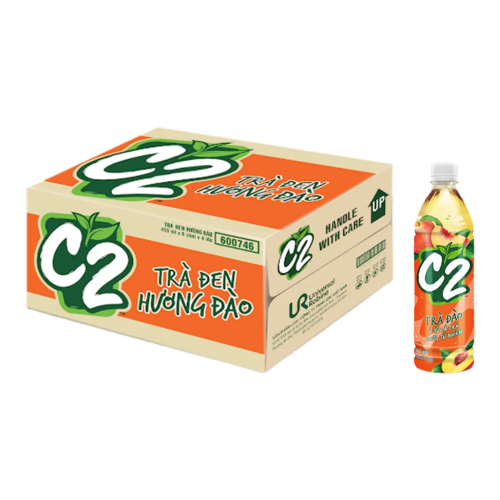Thùng 24 chai trà đen C2 hương đào 455ml
