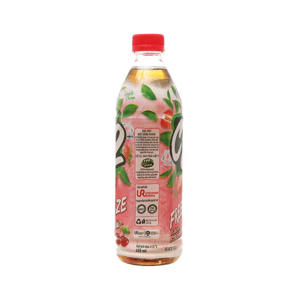 Thùng 24 chai trà đen C2 hương dâu anh đào 455ml