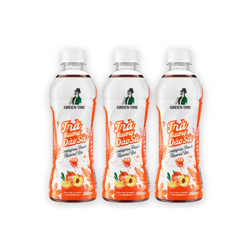 Thùng 24 chai Trà Greentime hương đào sả 350ml