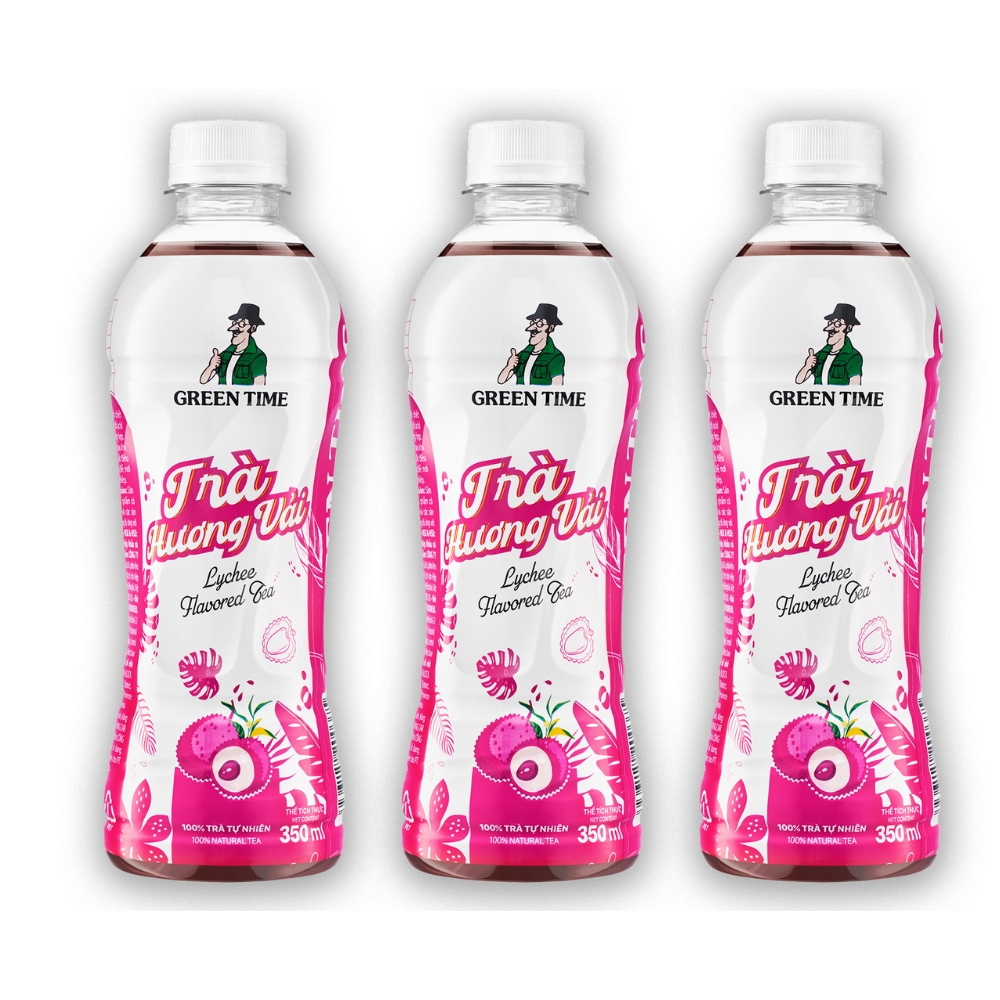 Thùng 24 chai trà Greentime hương vải 350ml