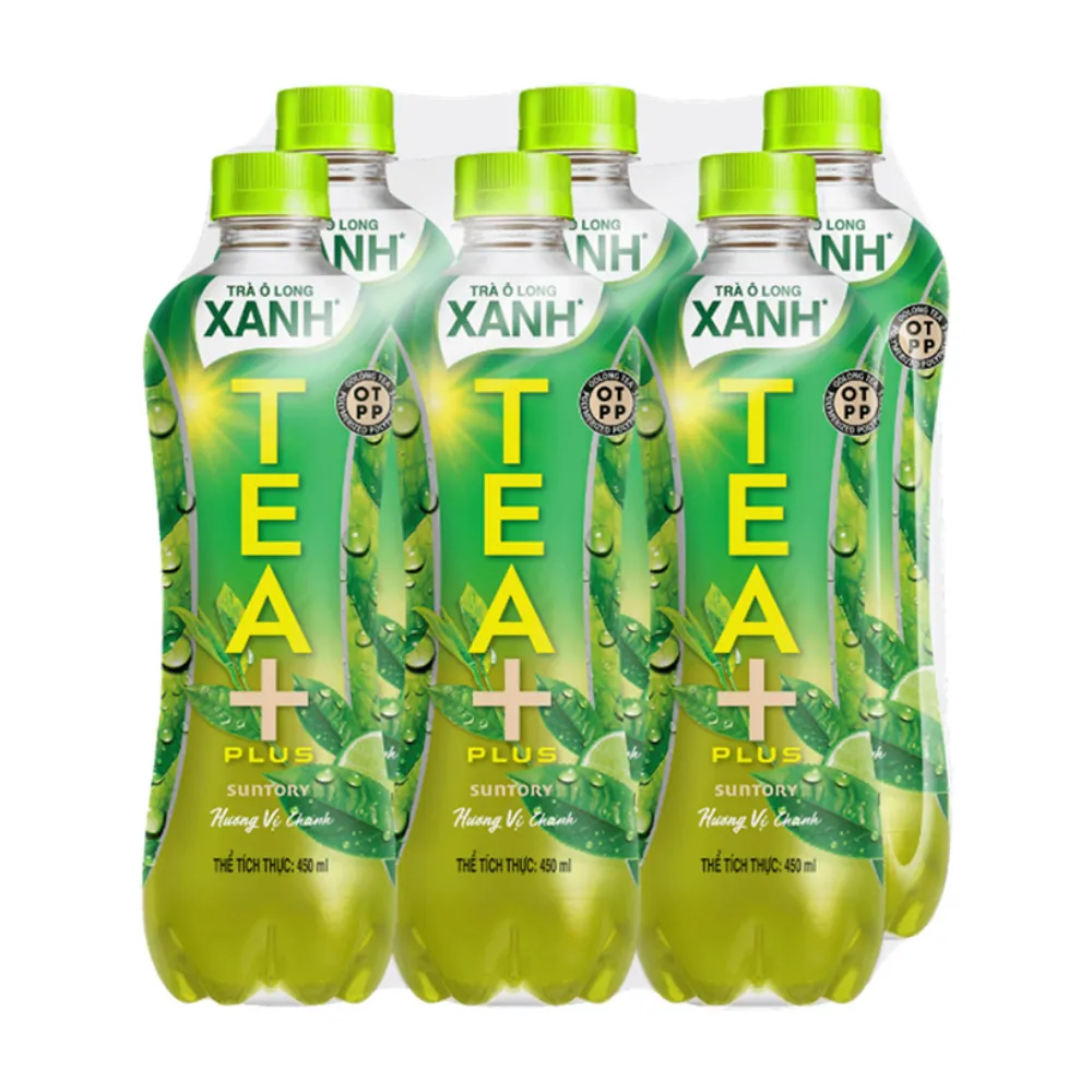 Thùng 24 chai trà ô long xanh TEA+ Plus vị chanh 450ml