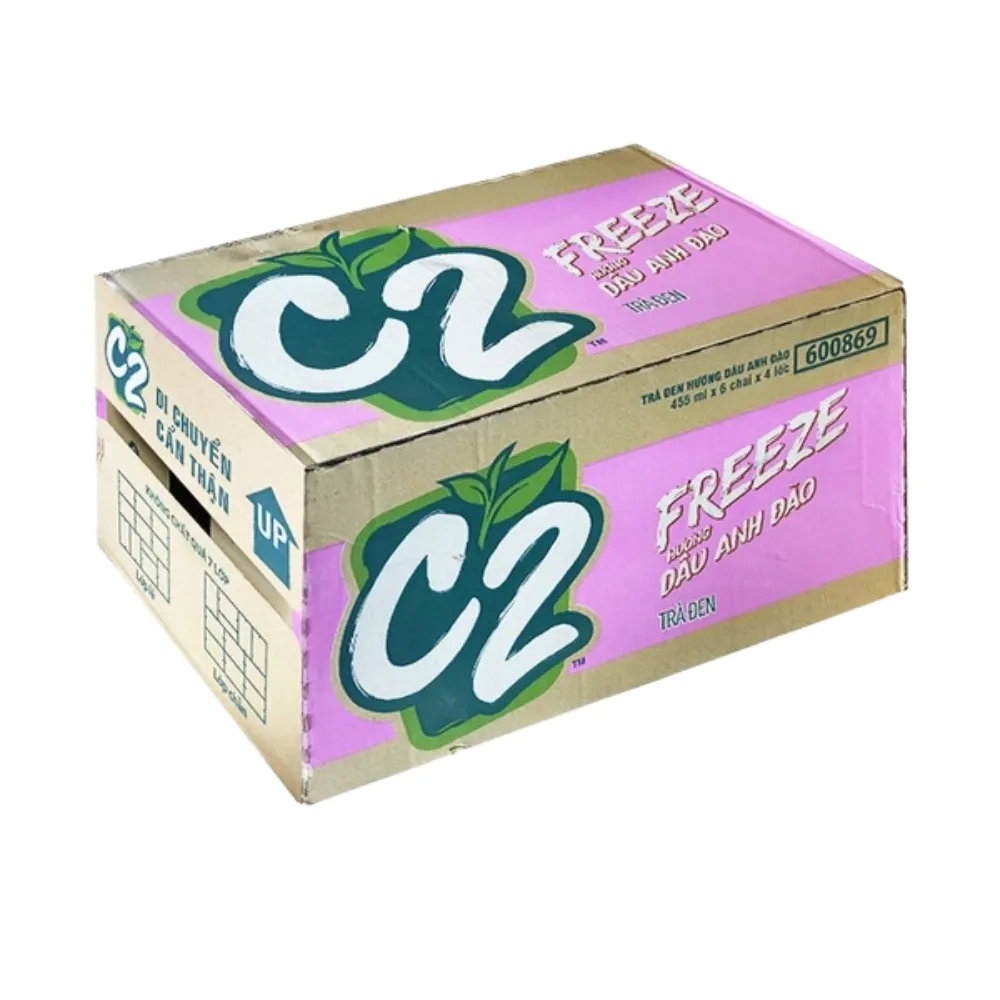 Thùng 24 chai trà xanh C2 Freeze hương dâu anh đào 455ml