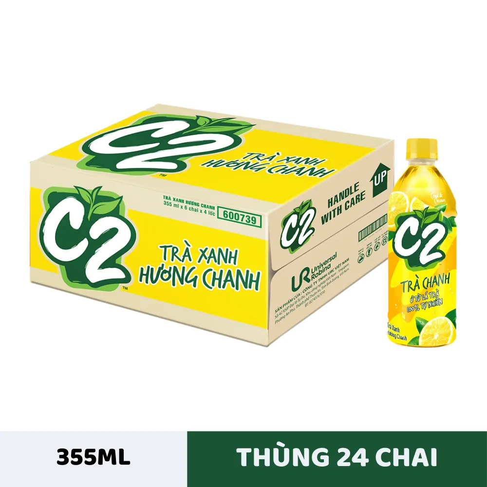 Thùng 24 chai trà xanh C2 hương chanh 355ml