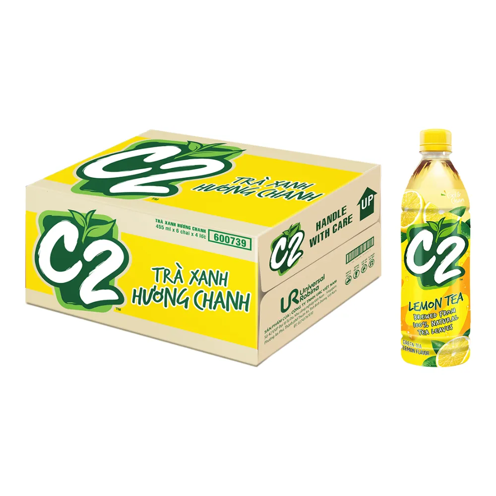 Thùng 24 chai trà xanh C2 hương chanh 455ml