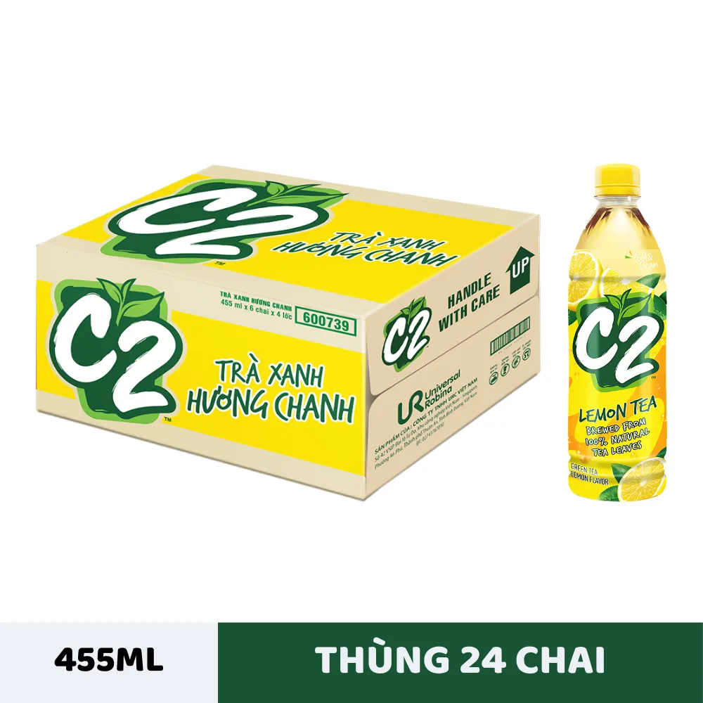 Thùng 24 chai trà xanh C2 hương chanh 455ml