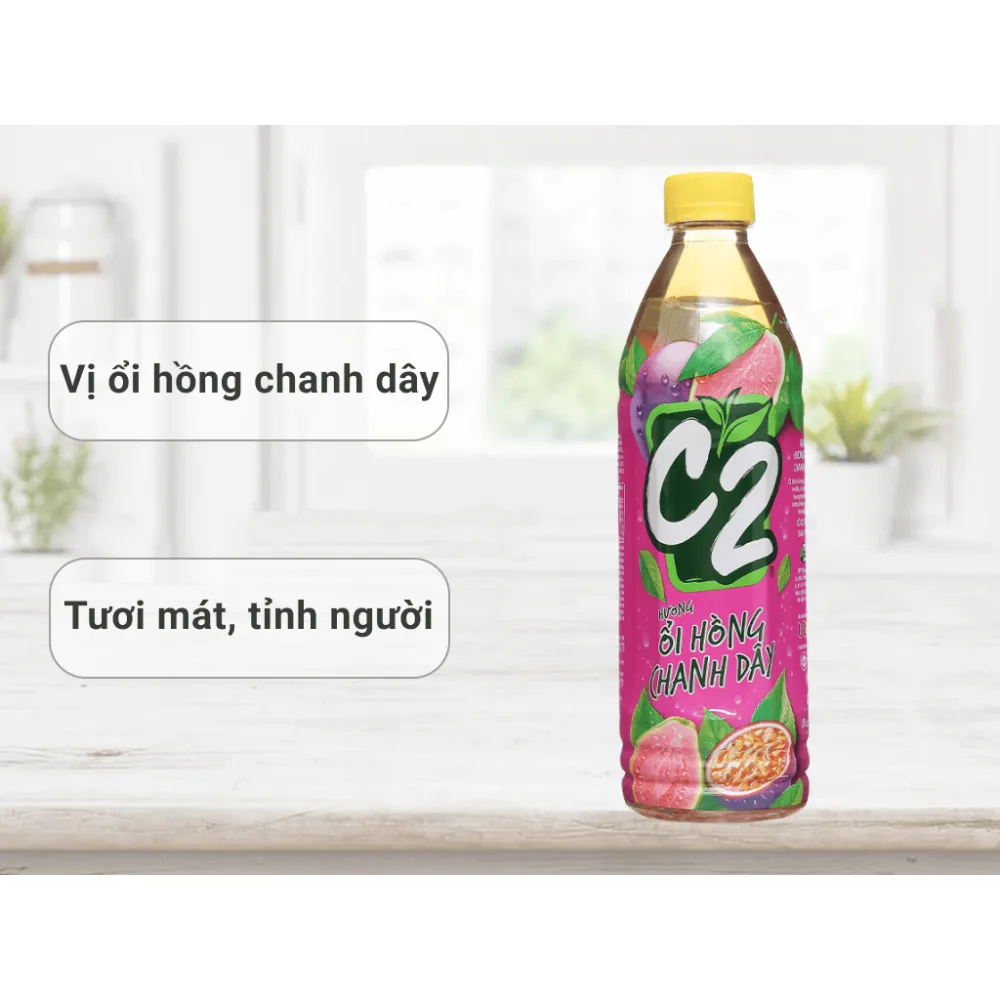 Thùng 24 chai trà xanh C2 hương ổi hồng chanh dây 455ml