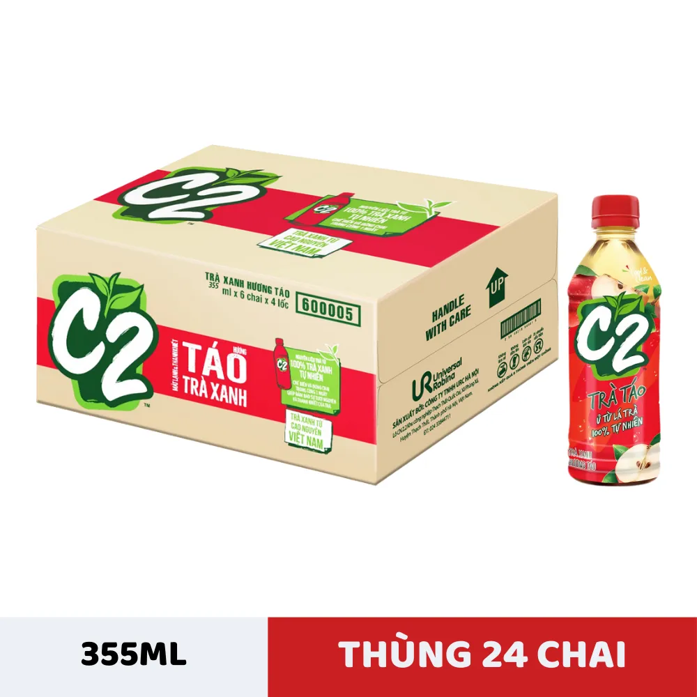 Thùng 24 chai trà xanh C2 hương táo 355ml