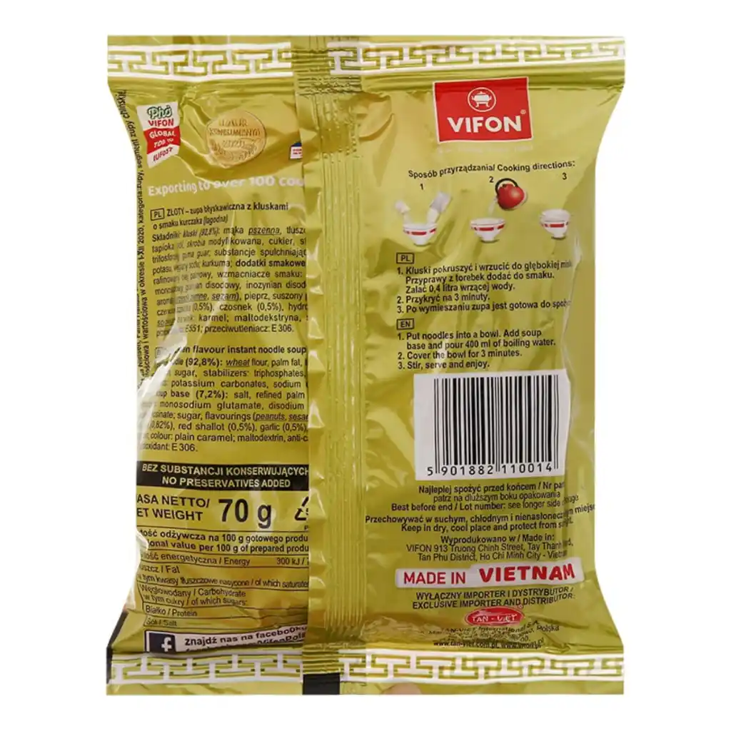 Thùng 24 gói mì xuất khẩu gà vàng Zlota/cà ri gà Curry Vifon gói 70g