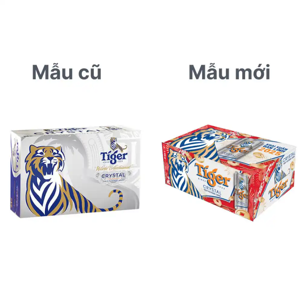Thùng 24 lon bia Tiger Sleek/Crystal lon 250ml/330ml