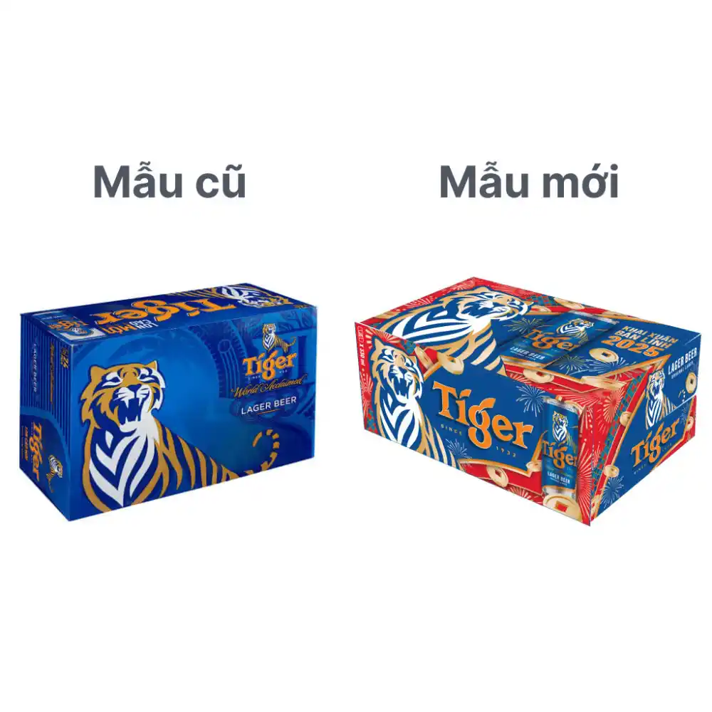 Thùng 24 lon bia Tiger Sleek/Crystal lon 250ml/330ml