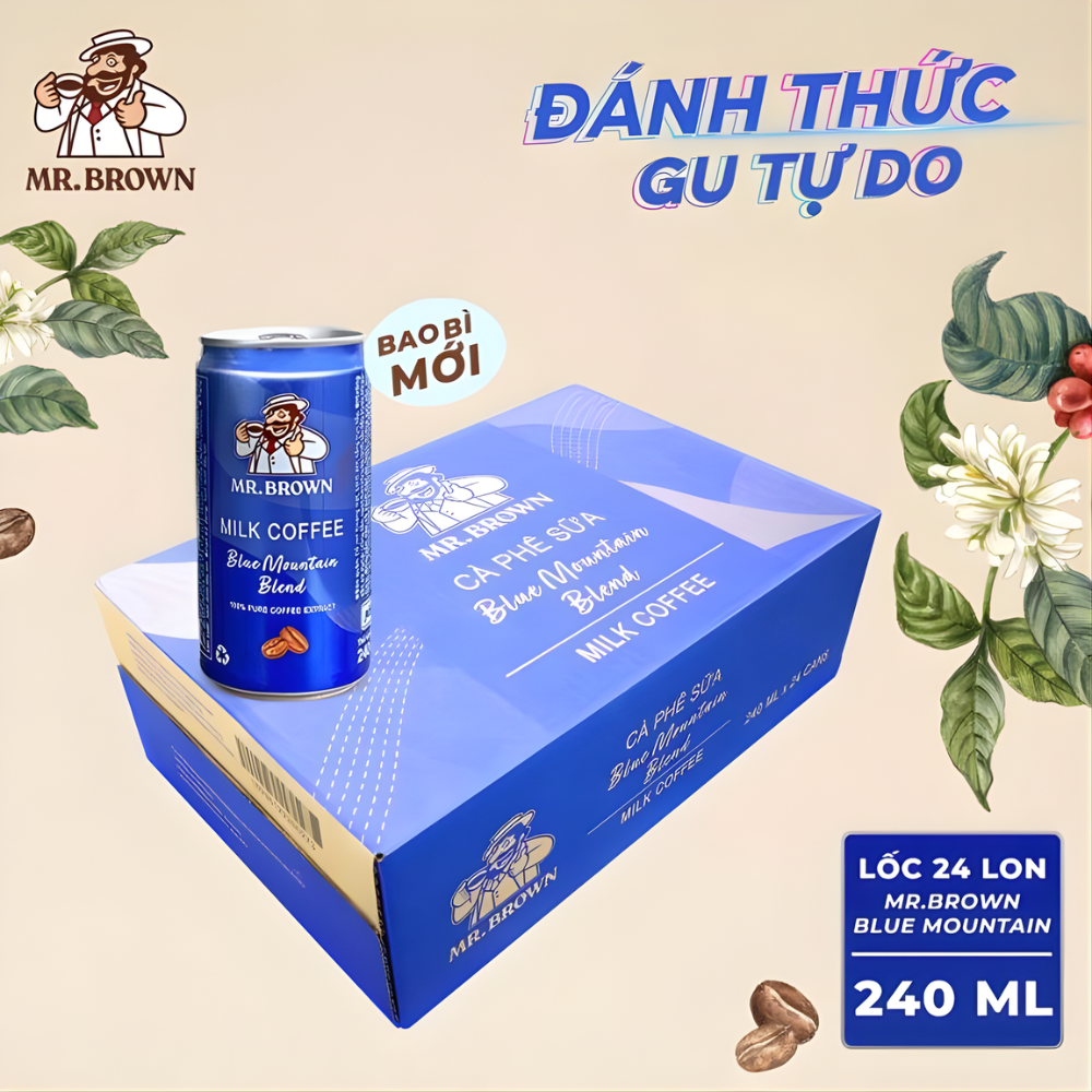 Thùng 24 lon cà phê Mr.Brown Blue Moutain 240ml