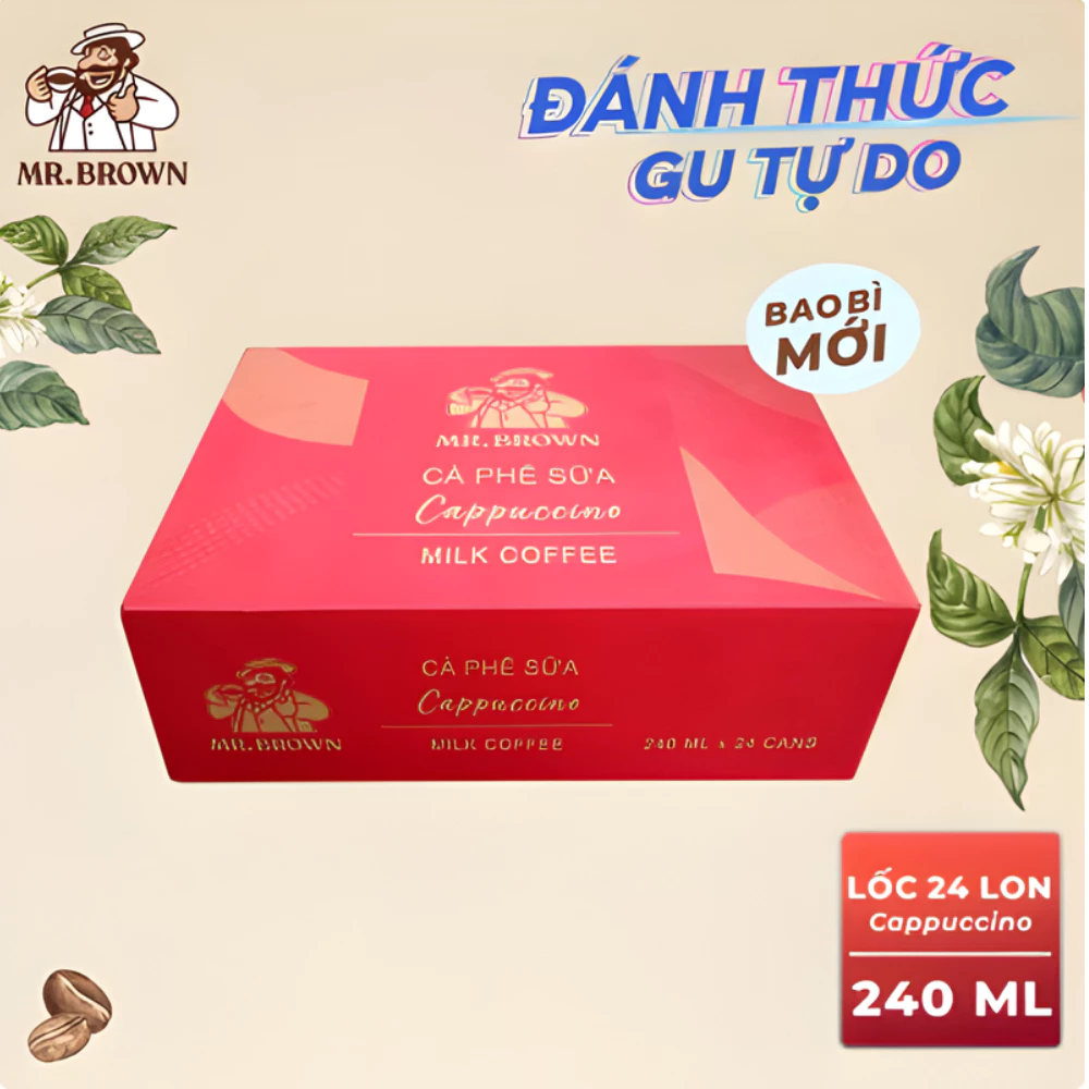 Thùng 24 lon cà phê Mr.Brown Cappuccino 240ml