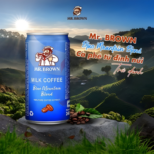 Thùng 24 lon Café lon Mr.Brown Blue Moutain 240ml
