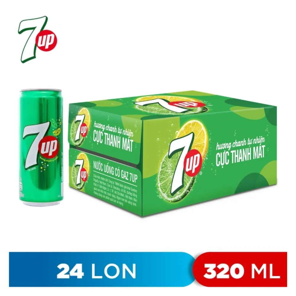 Thùng 24 lon nước ngọt 7Up 320ml