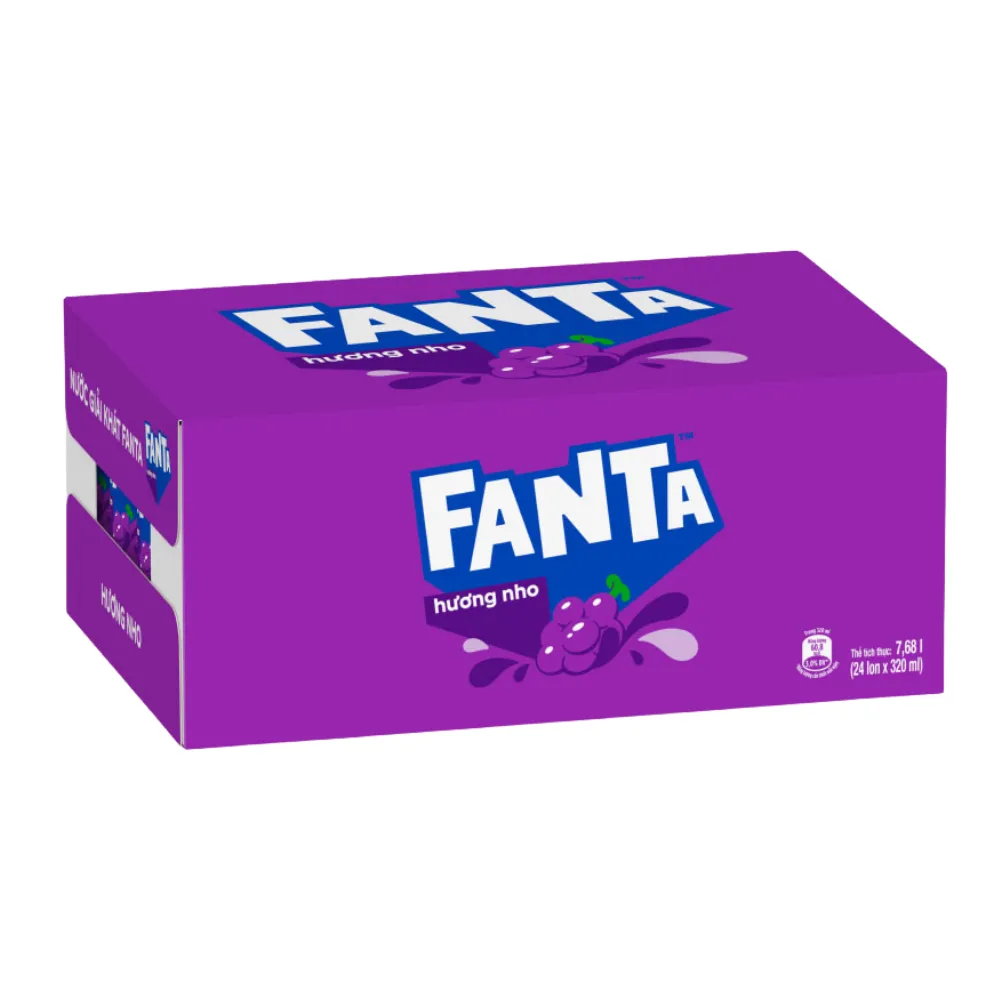 Thùng 24 lon nước ngọt Fanta nho 320ml
