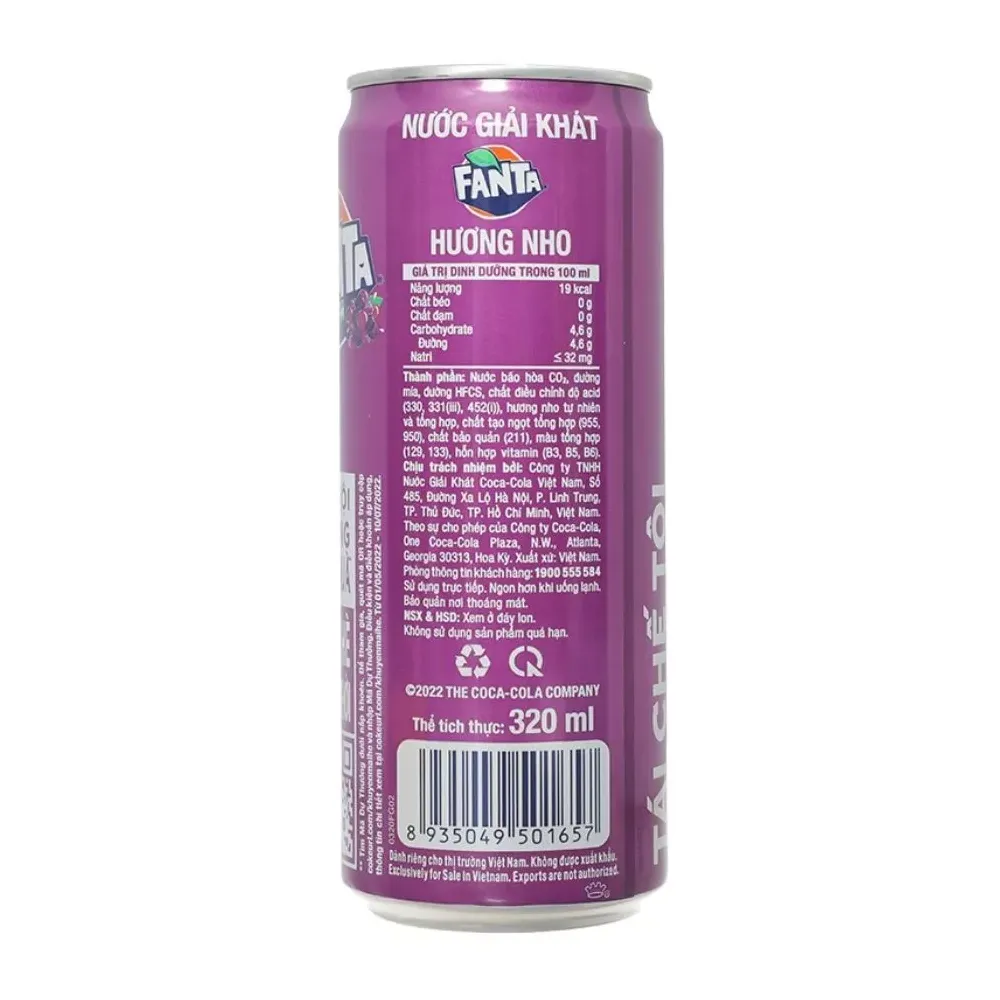 Thùng 24 lon nước ngọt Fanta nho 320ml