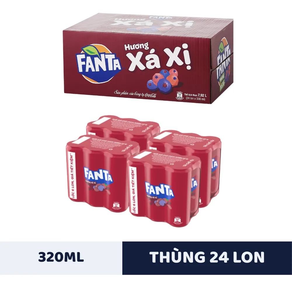 Thùng 24 lon nước ngọt Fanta xá xị 320ml
