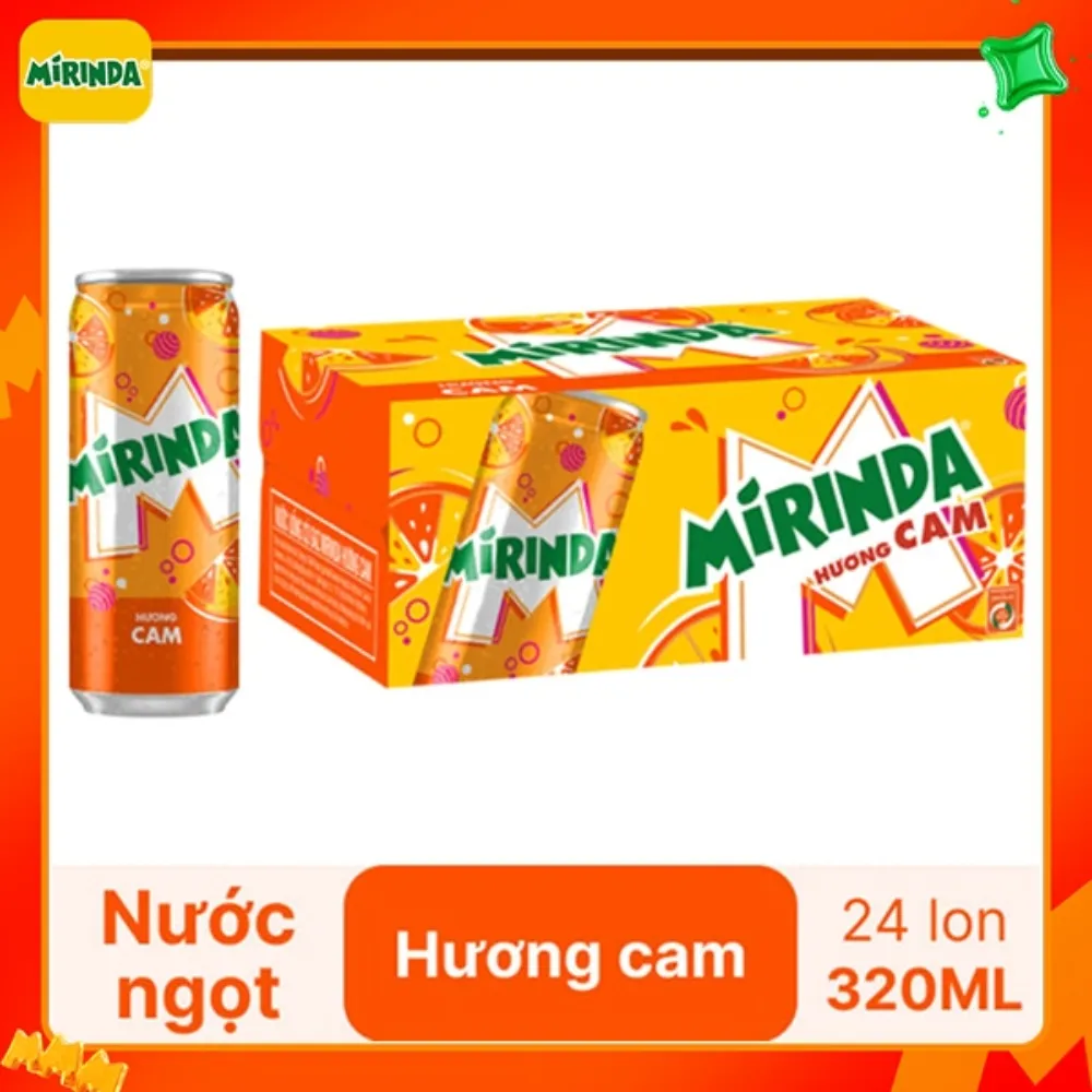 Thùng 24 lon nước ngọt Mirinda cam 320ml