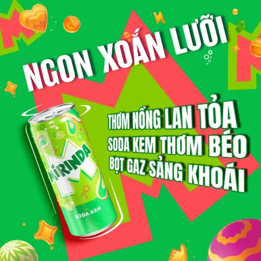Thùng 24 lon nước ngọt Mirinda soda kem 320ml