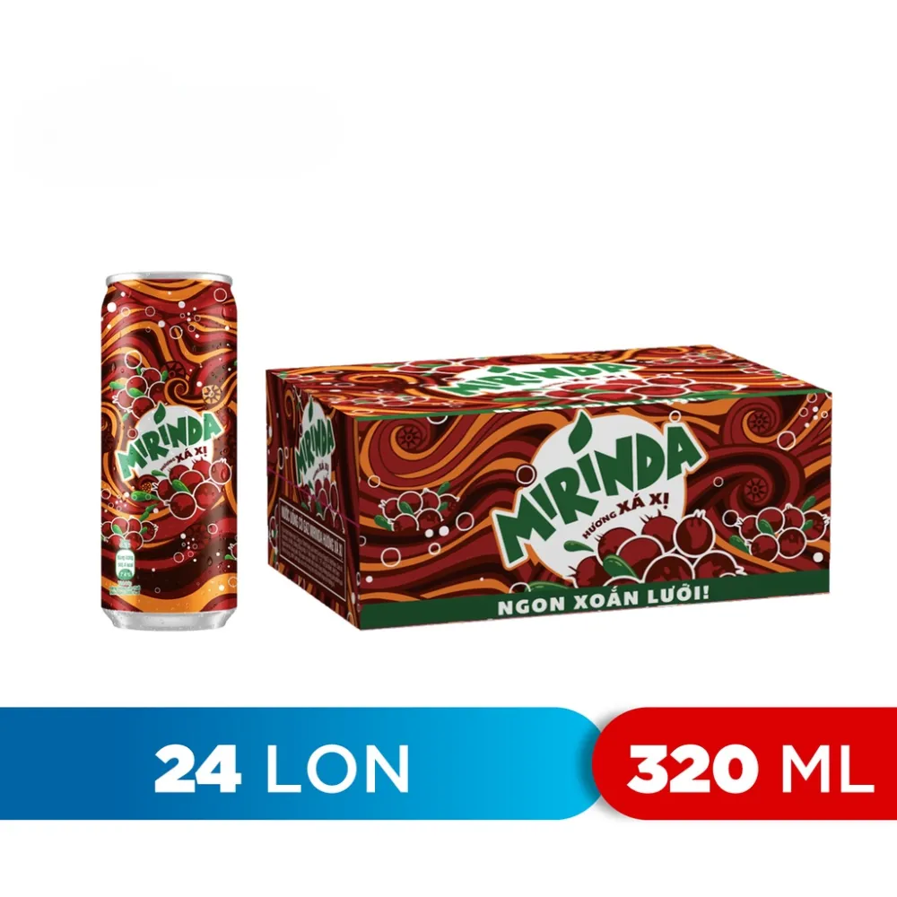 Thùng 24 lon nước ngọt Mirinda xá xị 320ml