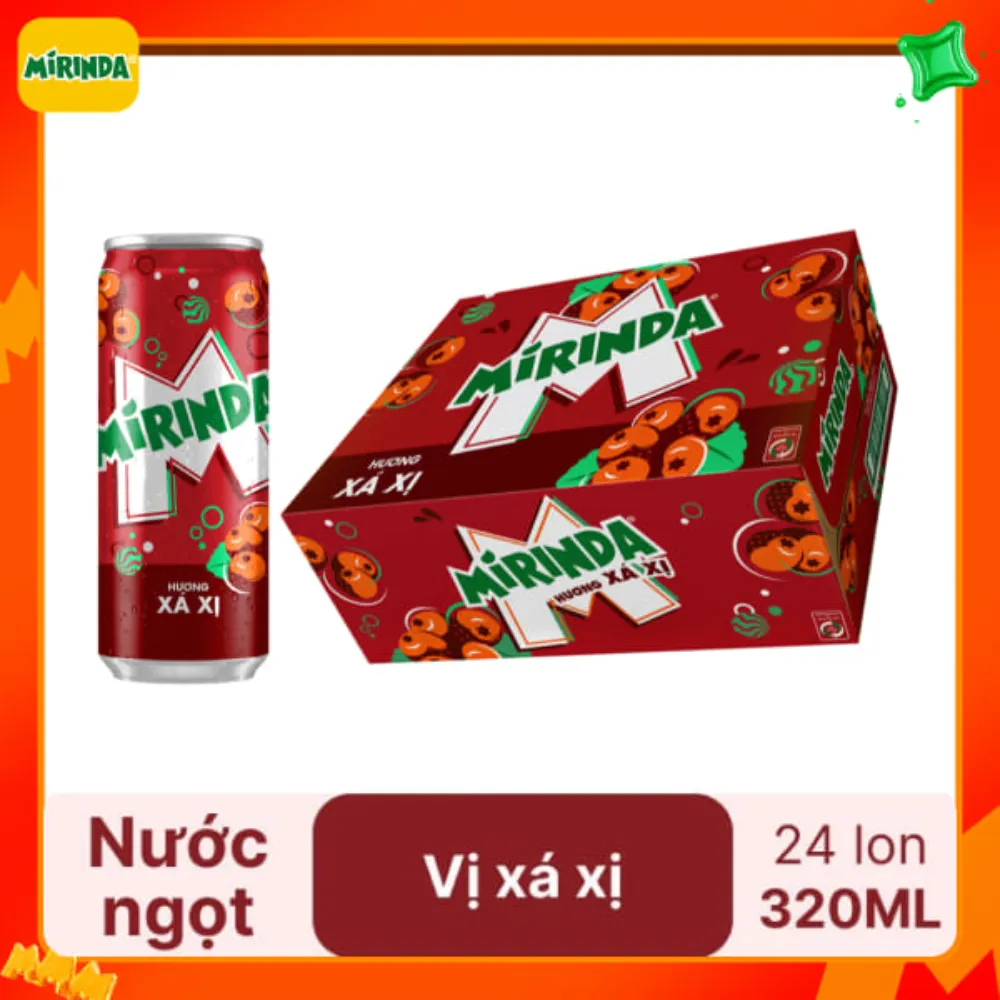 Thùng 24 lon nước ngọt Mirinda xá xị 320ml