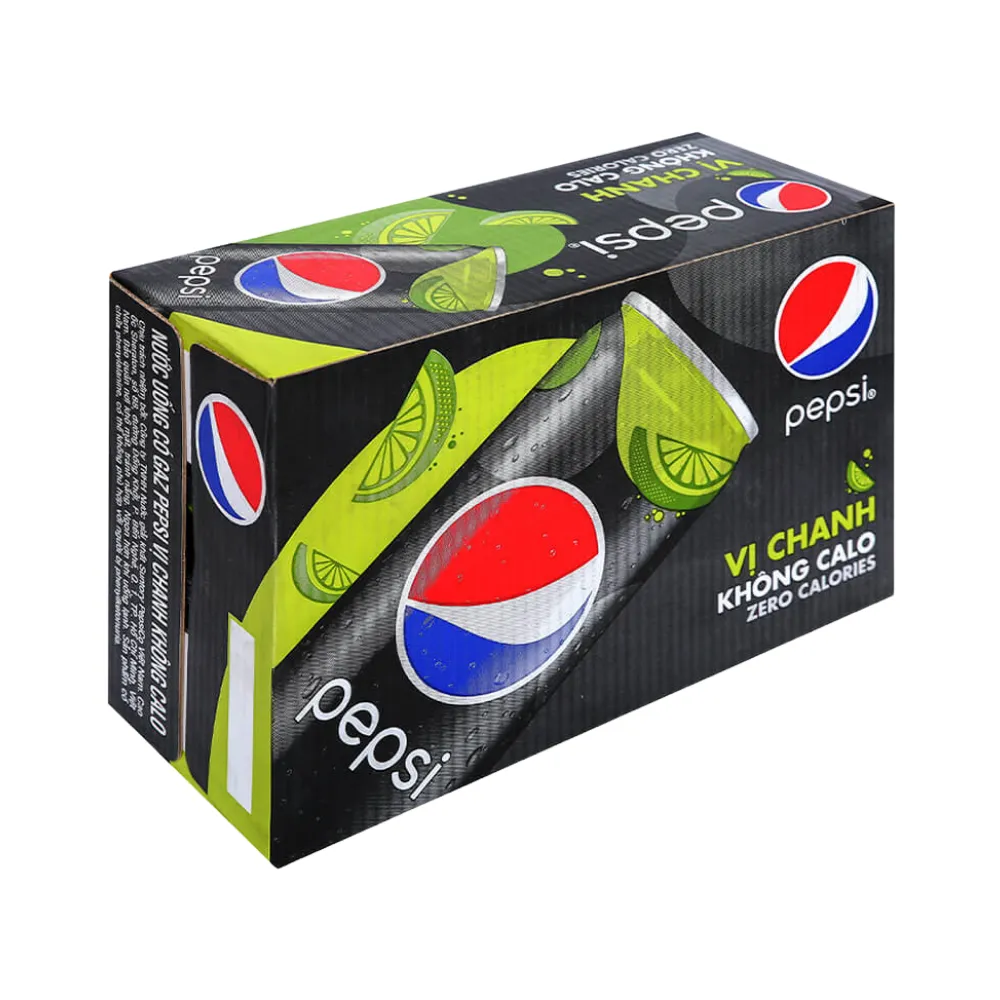 Thùng 24 lon nước ngọt Pepsi không calo vị chanh 320ml