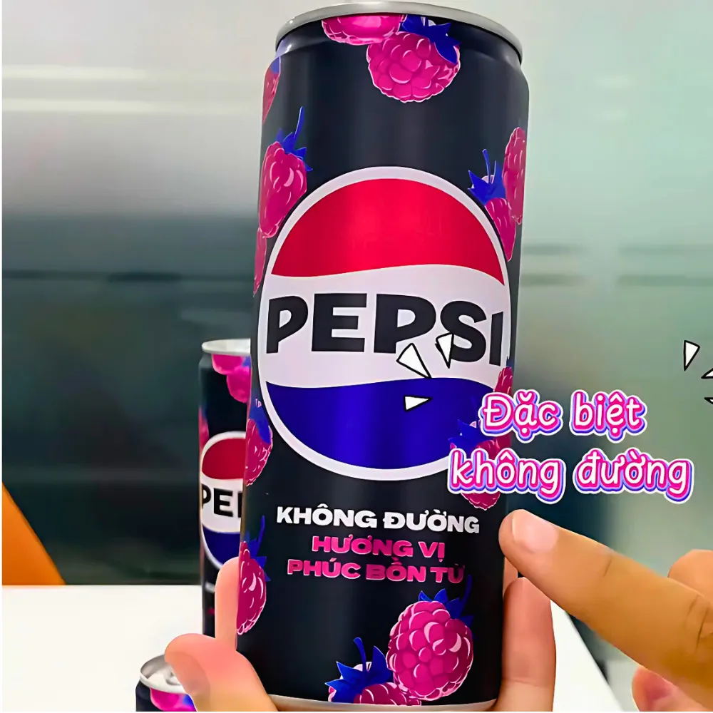 Thùng 24 lon nước  ngọt Pepsi không calo vị phúc bồn tử 320ml