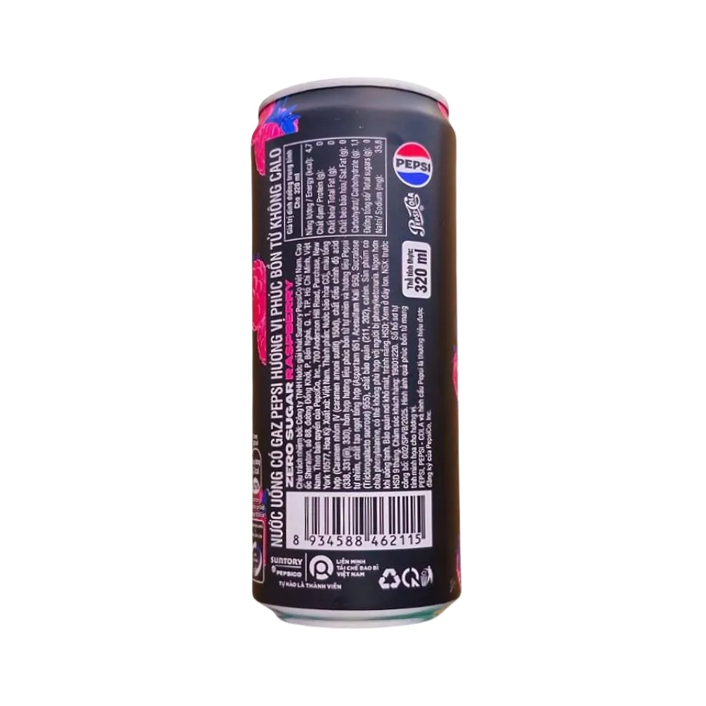 Thùng 24 lon nước  ngọt Pepsi không calo vị phúc bồn tử 320ml