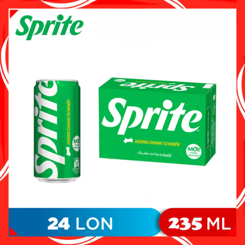Thùng 24 lon nước ngọt Sprite chanh 235ml