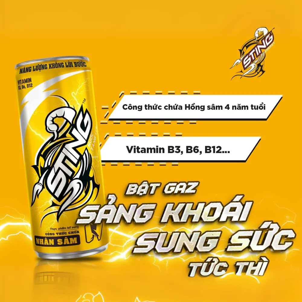 Thùng 24 lon nước tăng lực Sting Gold 320ml