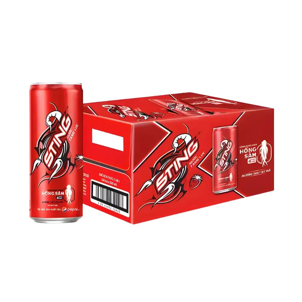 Thùng 24 lon nước tăng lực Sting hương dâu 320ml
