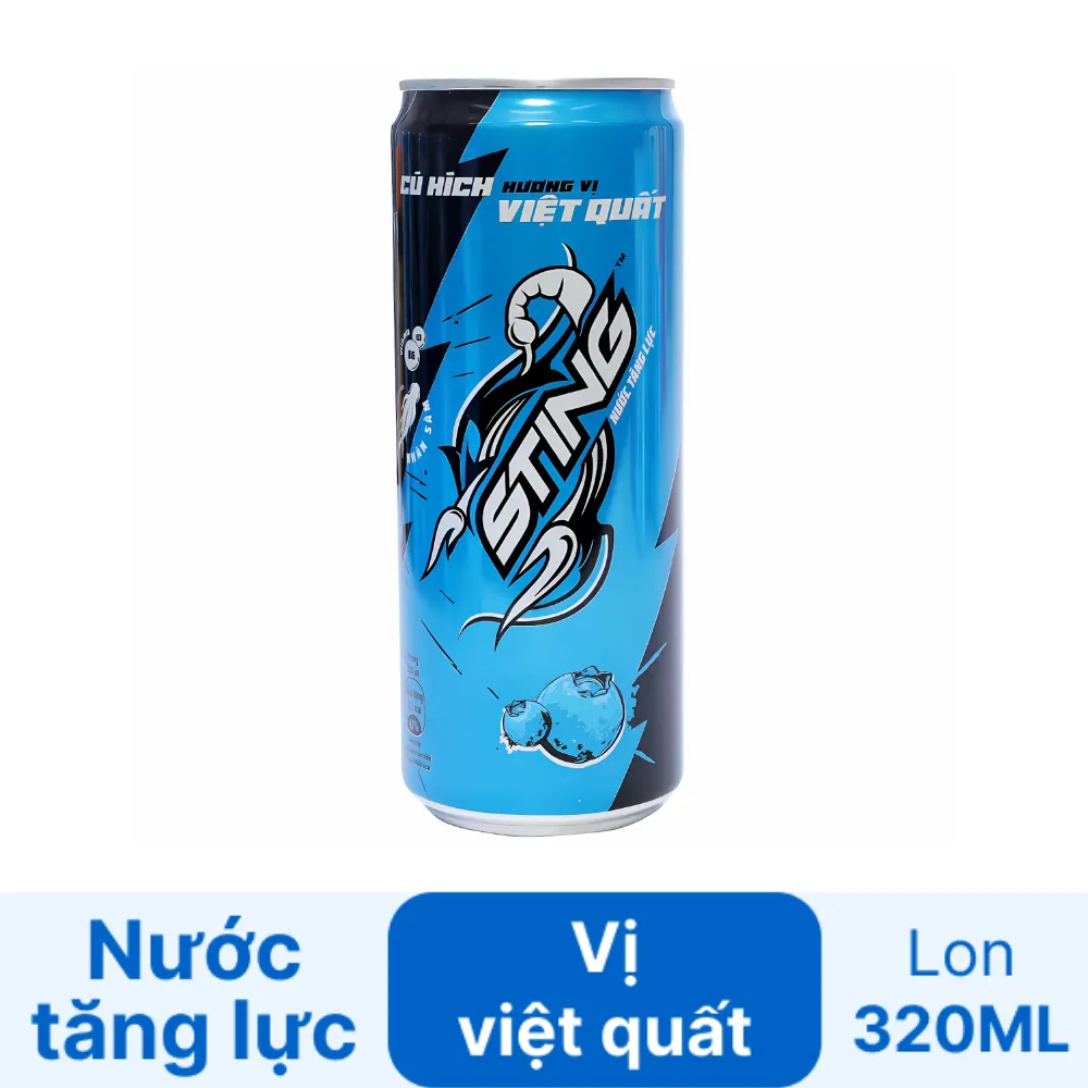Thùng 24 lon nước tăng lực Sting hương việt quất 320ml