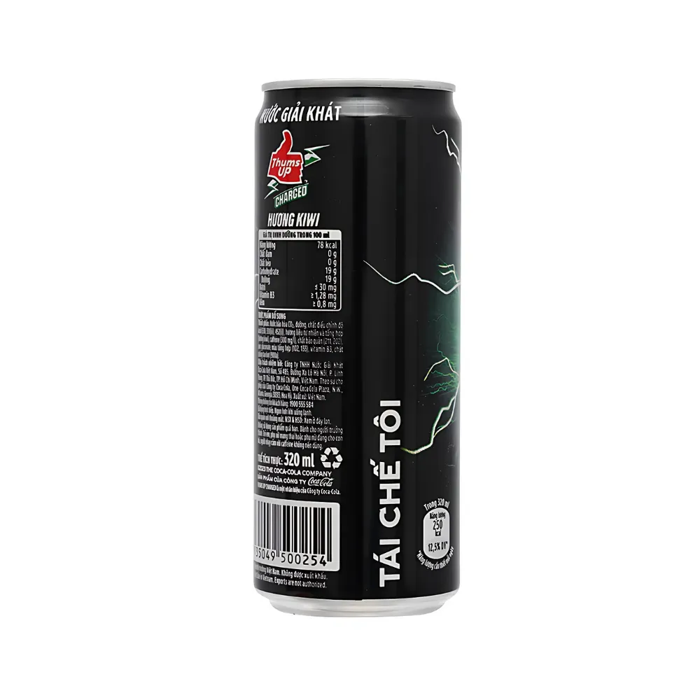 Thùng 24 lon nước tăng lực Thums Up Charged hương kiwi 320ml