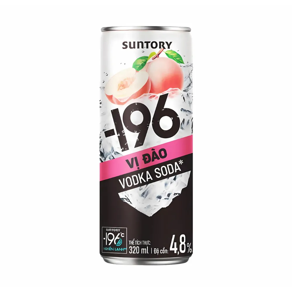 Thùng 24 lon nước uống có cồn -196 vodka voda vị đào 320ml