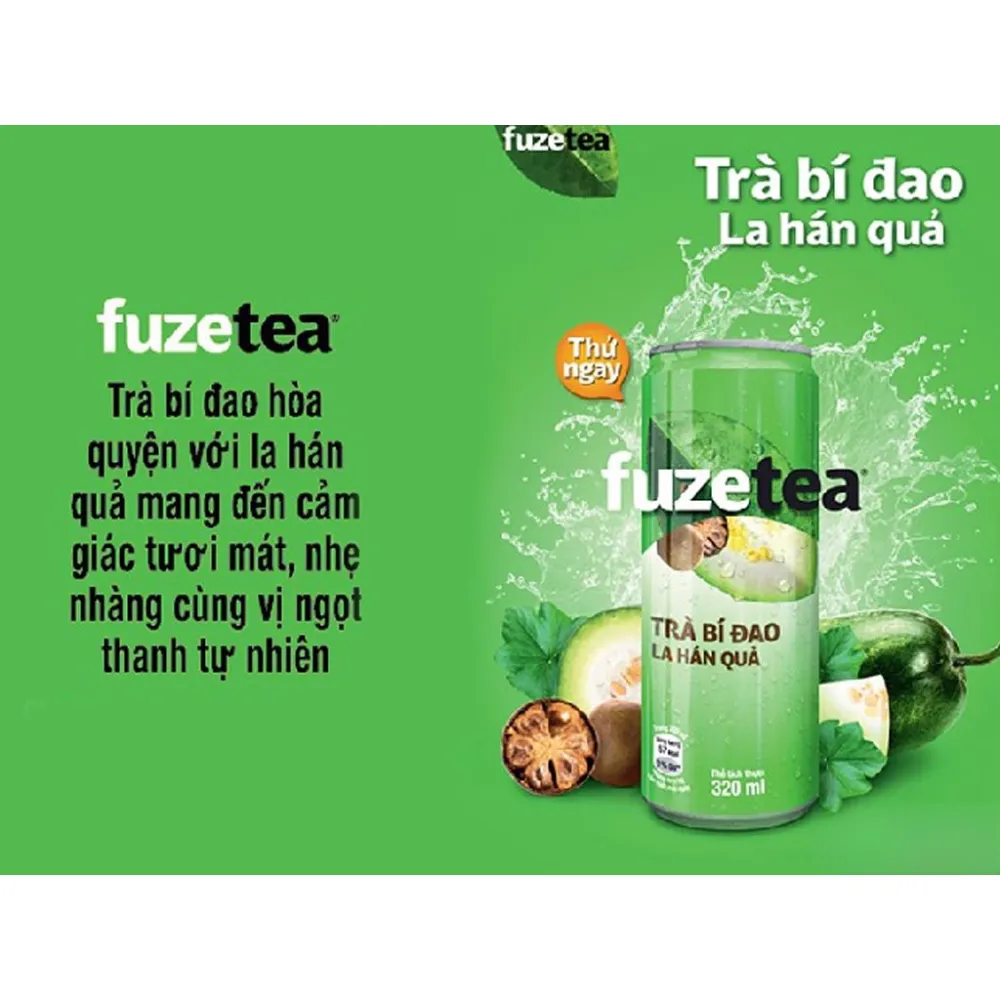 Thùng 24 lon trà bí đao la hán quả Fuzetea+ 320ml