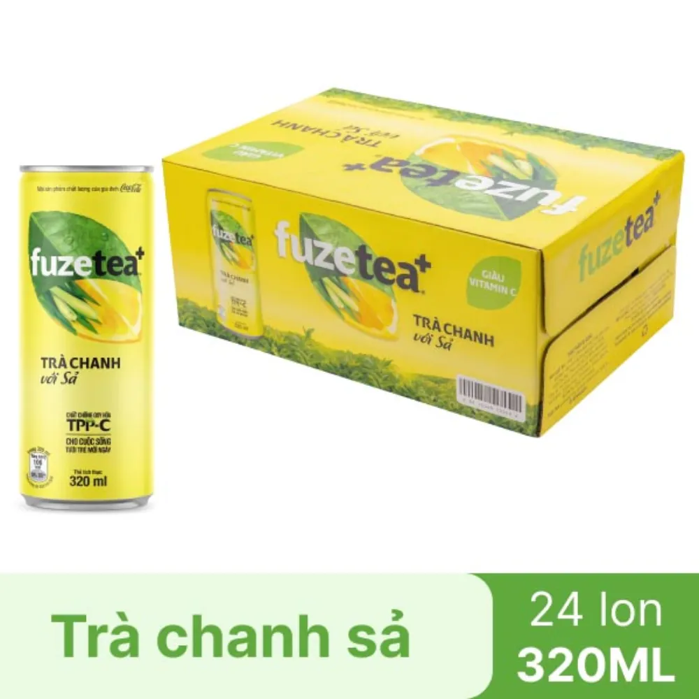 Thùng 24 lon trà chanh sả Fuzetea+ 320ml
