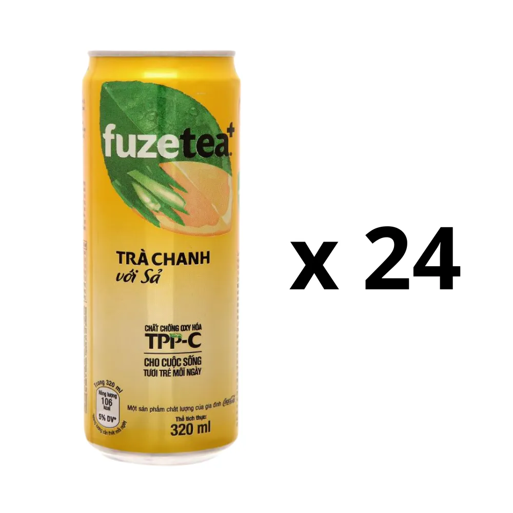 Thùng 24 lon trà chanh sả Fuzetea+ 320ml